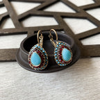 Vintage Teardrop Halo Drop Earrings in Three Colours