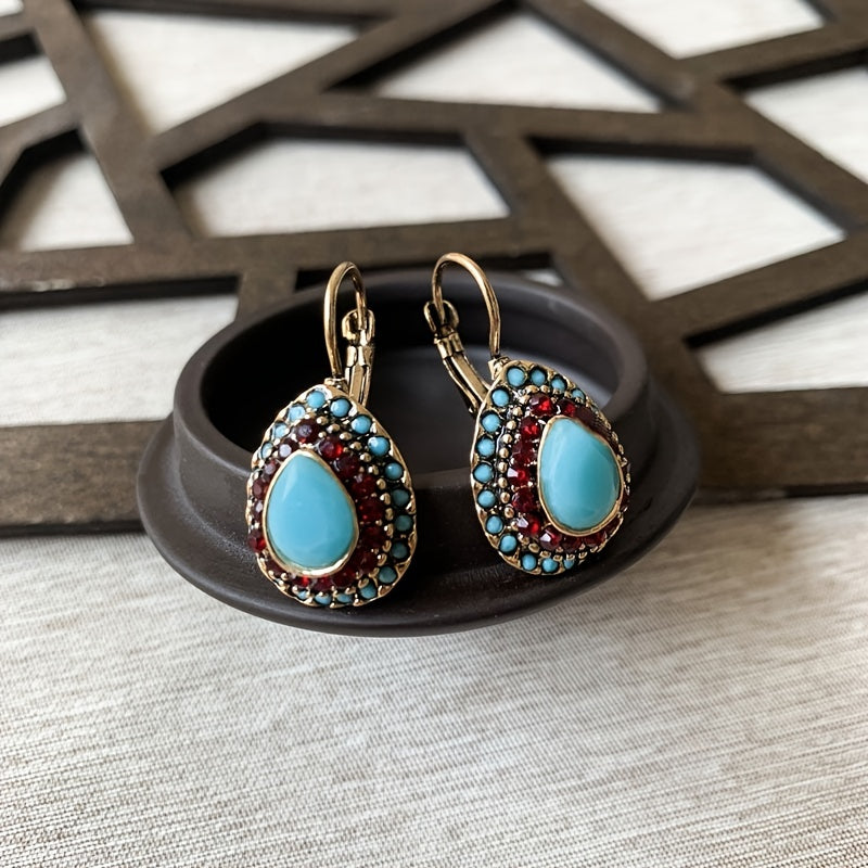 Vintage Teardrop Halo Drop Earrings in Three Colours