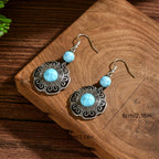 Bohemian Filigree Flower Turquoise Drop Earrings
