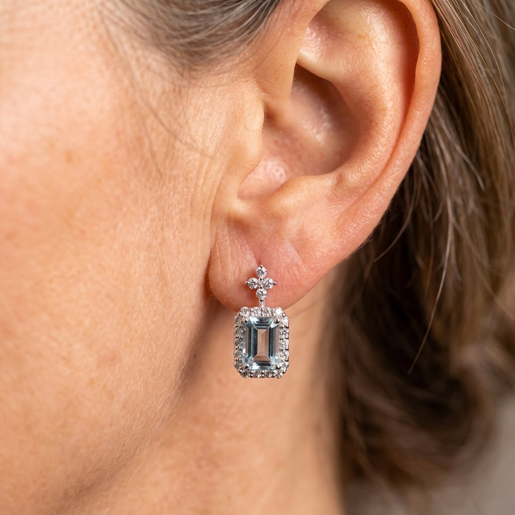 Vintage-Style CZ Diamond-Look Gold-Tone Drop Earrings