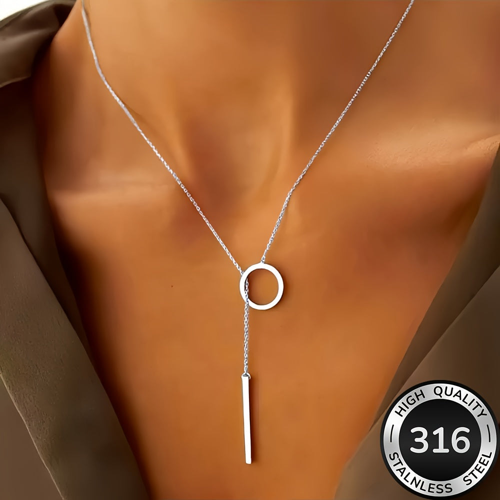 Modern Stainless Steel Y-Drop Necklace
