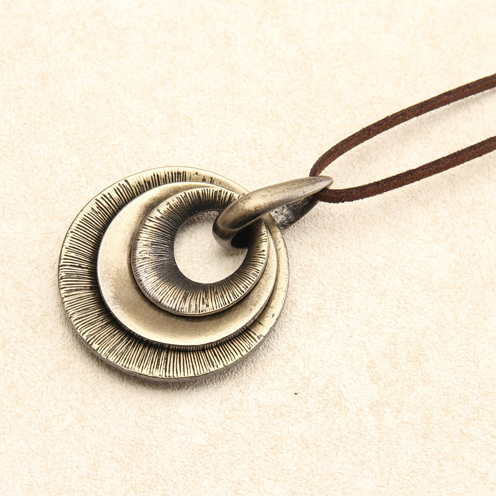 Vintage Layered Disc Long Pendant Necklace