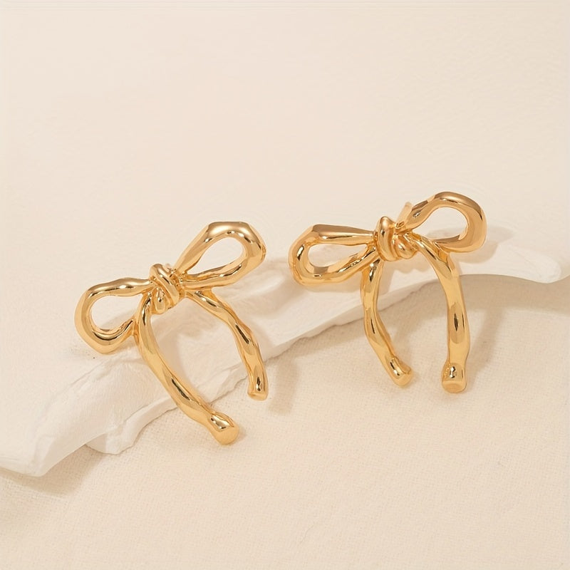 Vintage-Inspired Ribbon Bow Stud Earrings