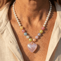 Handmade Bohemian Beaded Acrylic Heart Necklace