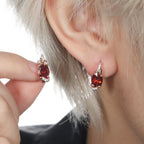 Round and Oval-Cut Stone Drop Earrings
