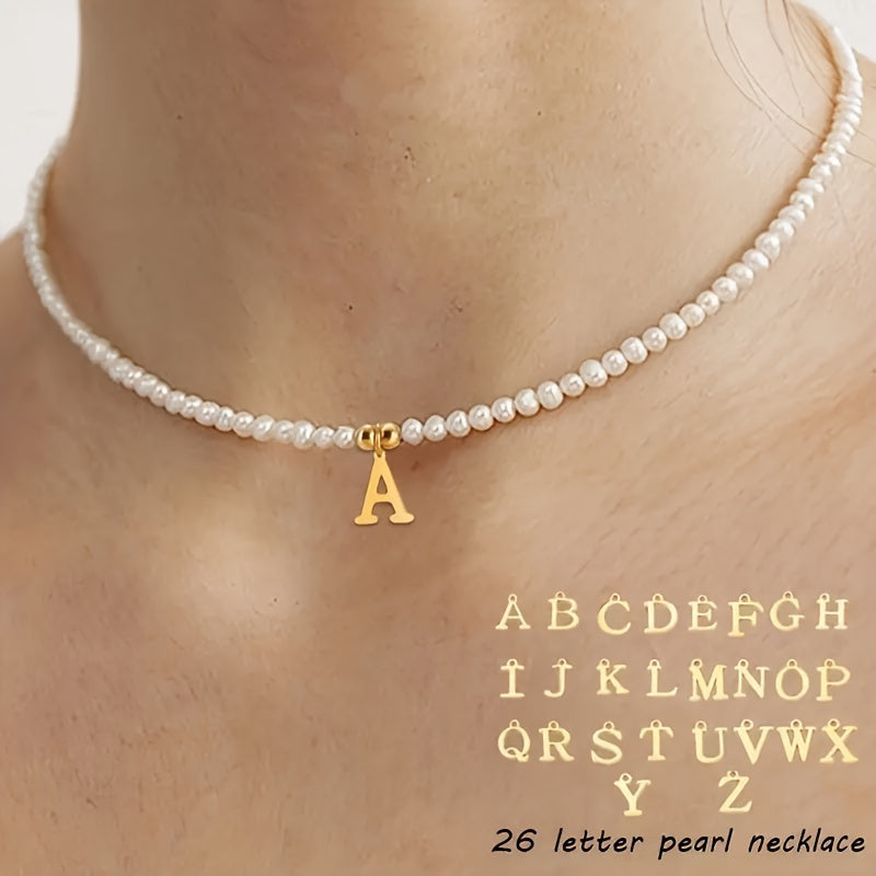 Beaded Initial Letter Necklace from A to Z