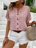 Viscose Button-Front Blouse with Floral Print