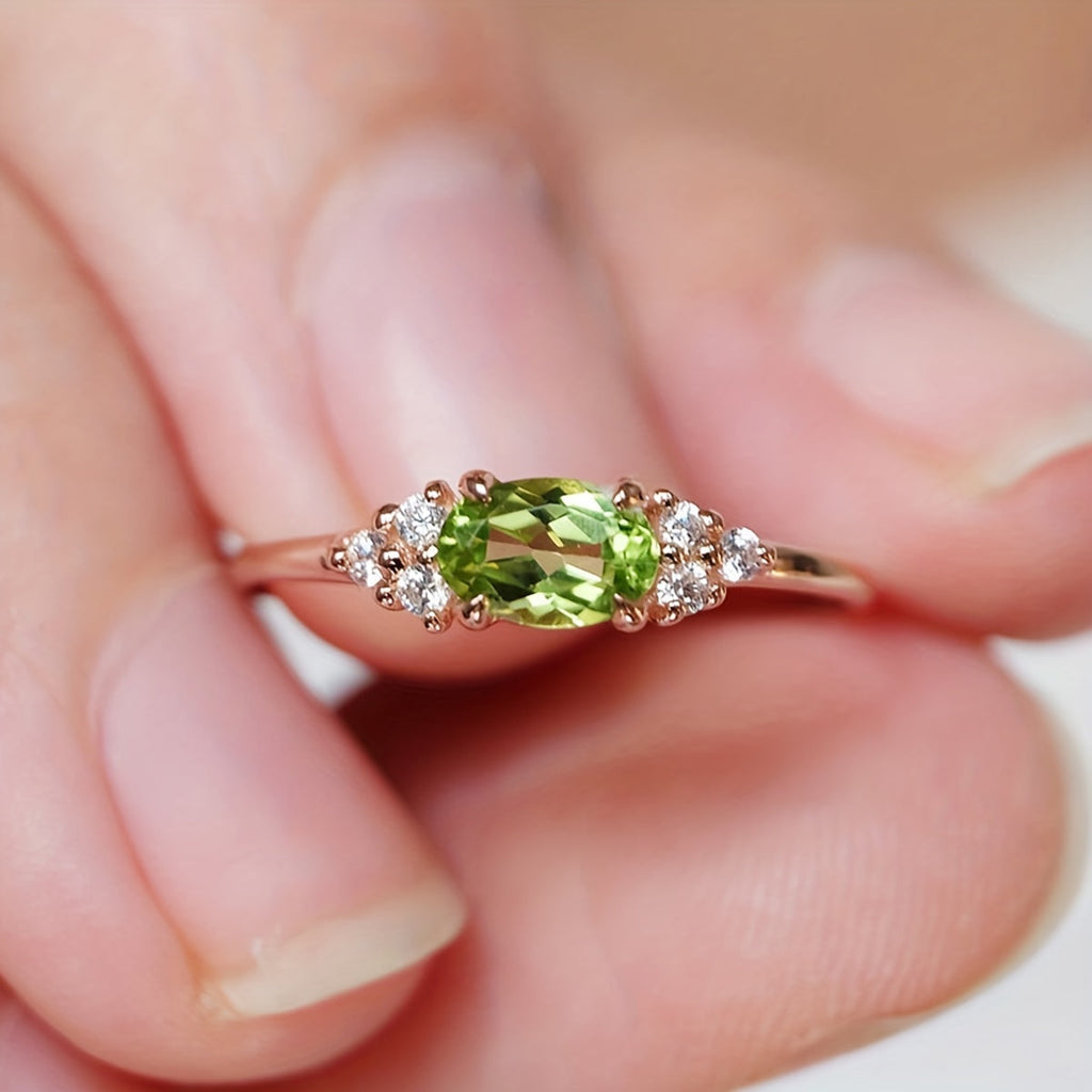 Bohemian Oval Zirconia Rose Gold-Plated Ring