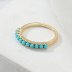 Bohemian Turquoise Beaded Gold-Plated Band Ring