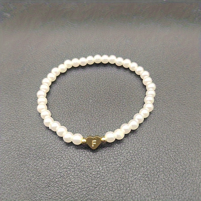 Armband met hart en initiaal van A tot Z