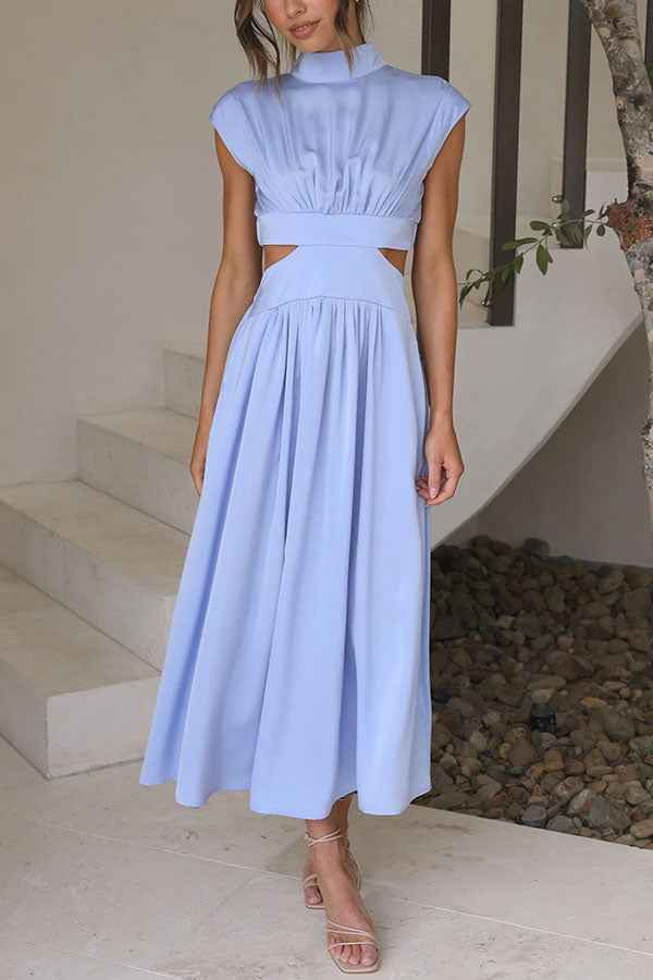 Midi-jurk met cut-out in de taille en praktische zijzakken
