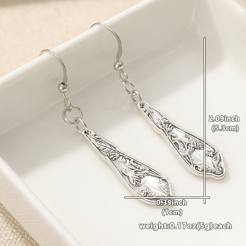 Vintage-Style Silver-Tone Spoon Earrings