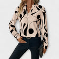 Lichte blouse met geometrische print, V-hals en lange mouwen