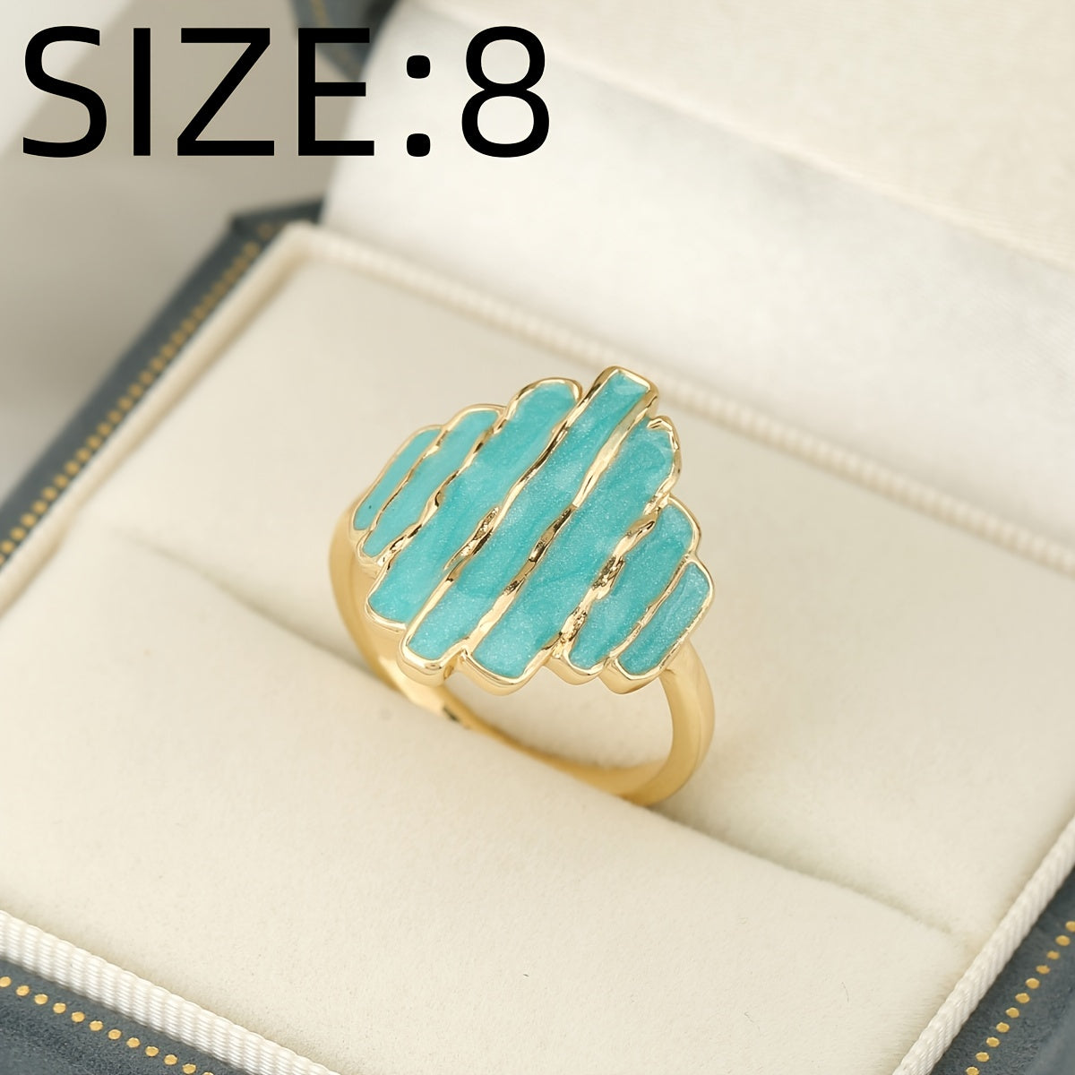 Bohemian Painted Irregular Rock-Edge Mint Green Ring