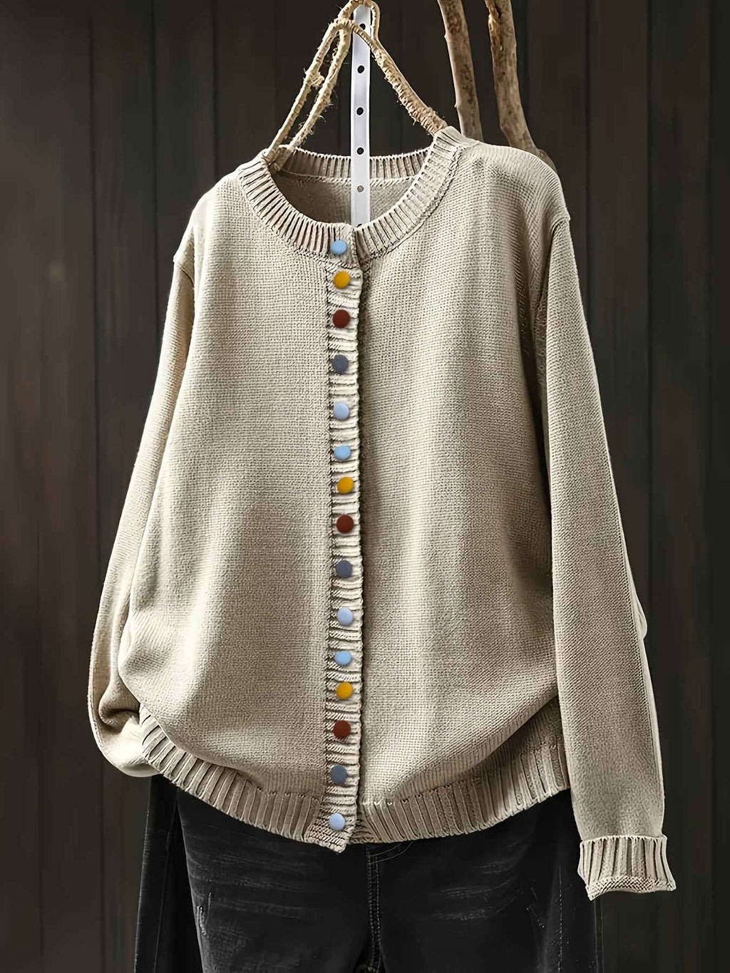 Everyday Knit Cardigan with Relaxed Shape and Long Sleeves