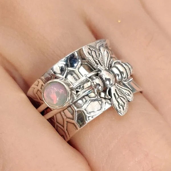 Bee Gemstone Spinner Ring