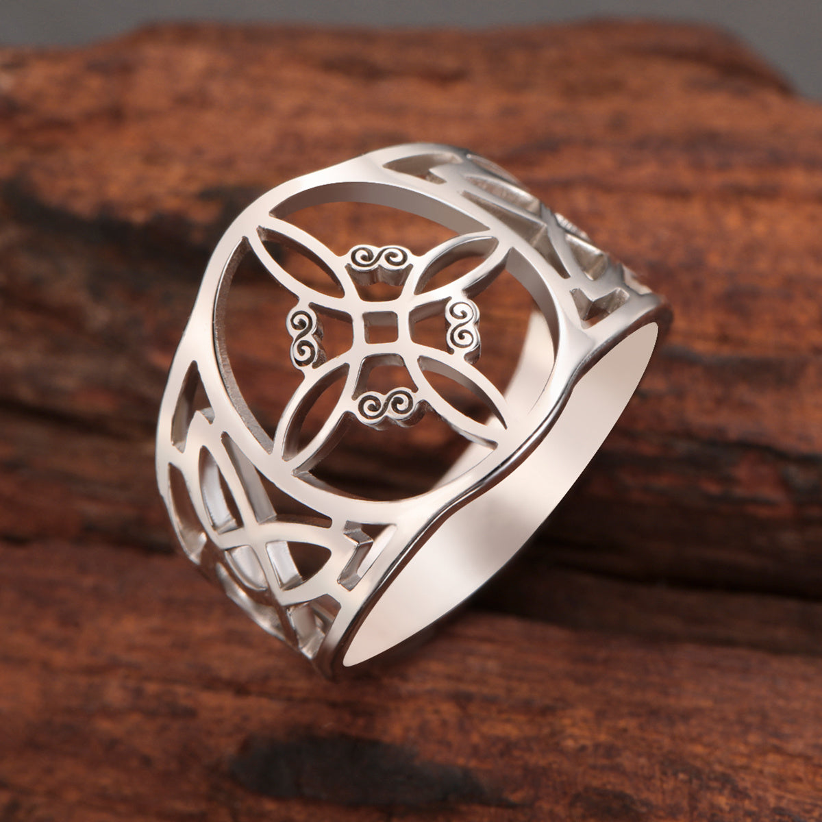 Vintage-Style Celtic Cross Button Ring