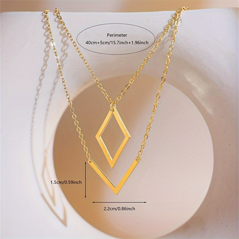 Retro geometrische goudkleurige ketting met V-hanger