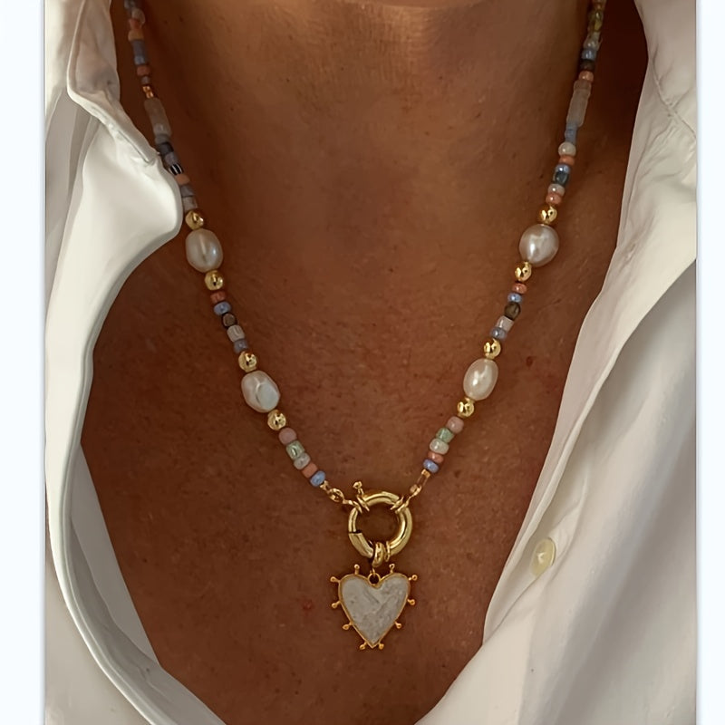 Handcrafted Bohemian Colourful Heart Necklace