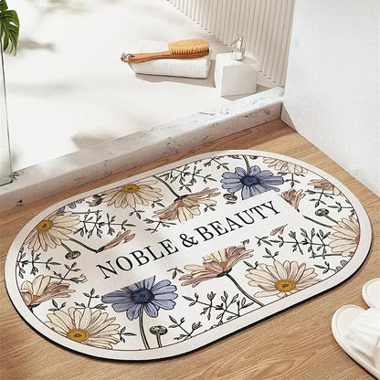Floral Diatom Mud Bathroom Mat – Non-Slip, Decorative, 40x60cm