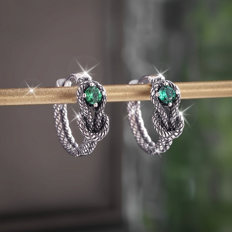 Vintage Green Cubic Zircon Earrings