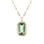 Pale Green Emerald-Cut Pendant Necklace