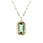 Pale Green Stone Pendant on Paperclip Chain