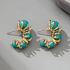 Turquoise Beaded Flower Earrings