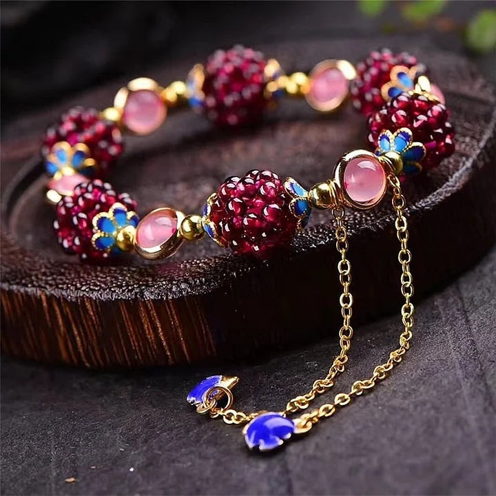 Red Stone Berry Cluster Bracelet