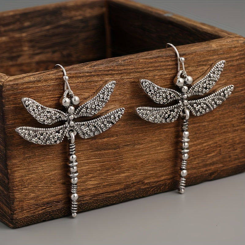 Vintage-Style Dragonfly Drop Earrings