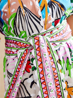 Printed Short Sleeve Button-Front Shirt Maxi Dress