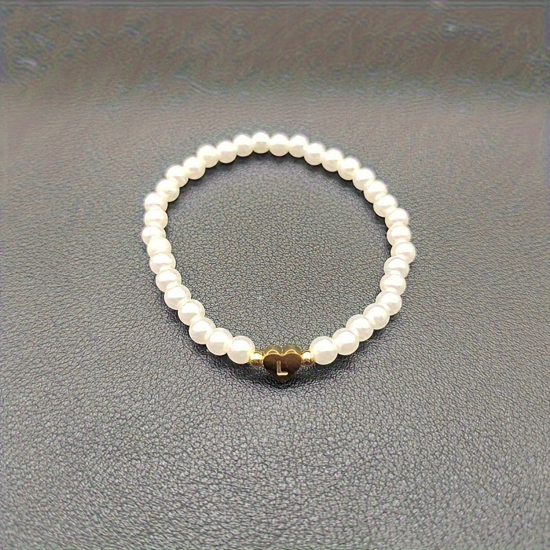 Armband met hart en initiaal van A tot Z