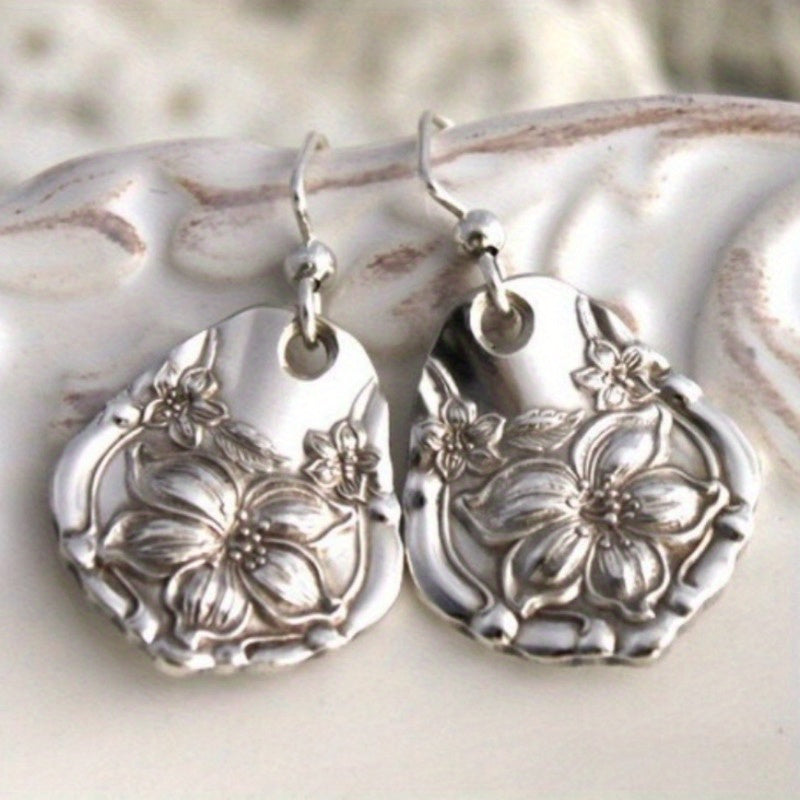 Antique-Style Silver-Tone Spoon Dangle Earrings