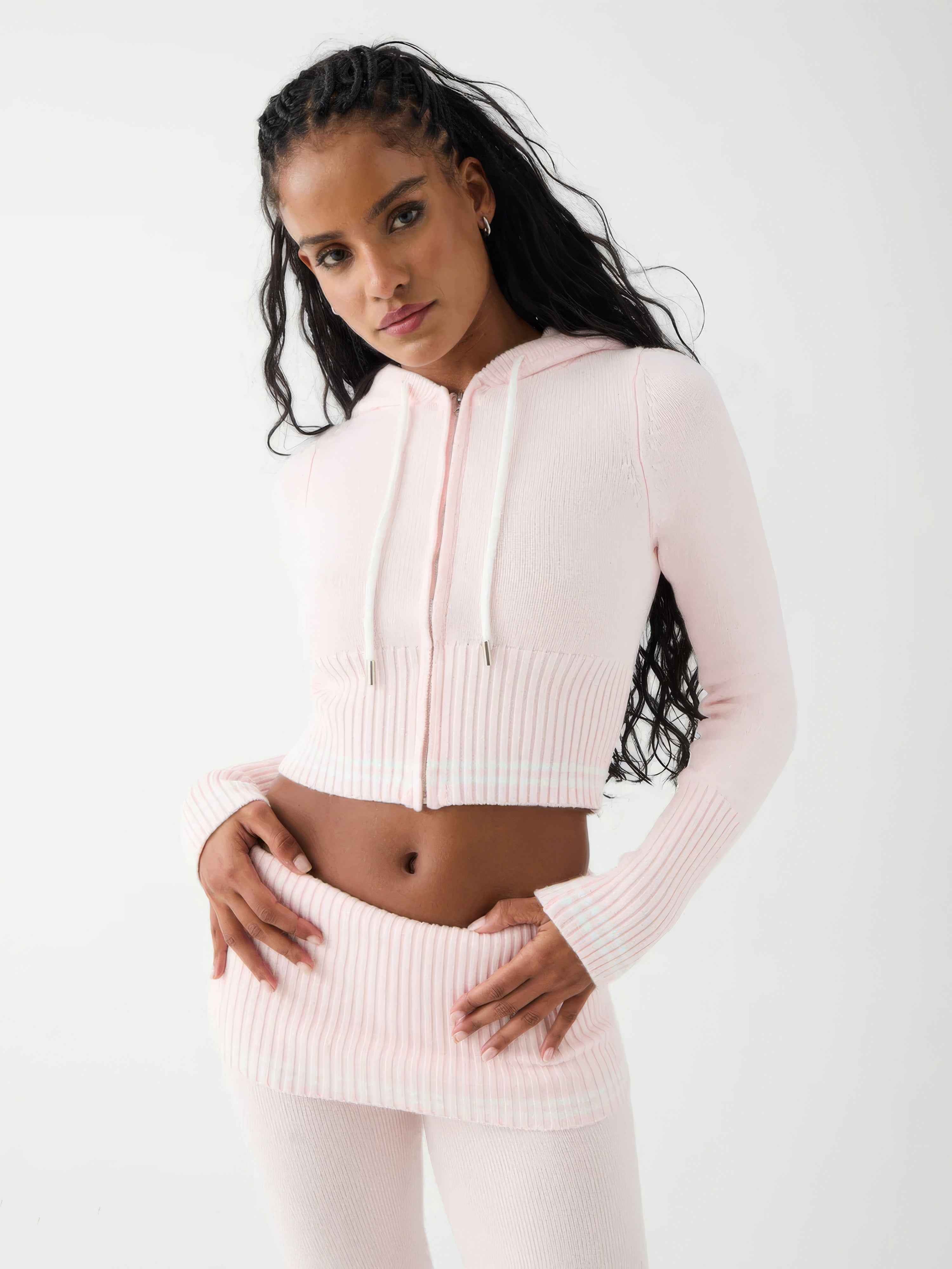 Soft Knit Two-Piece Set with Relaxed Top and Matching Trousers