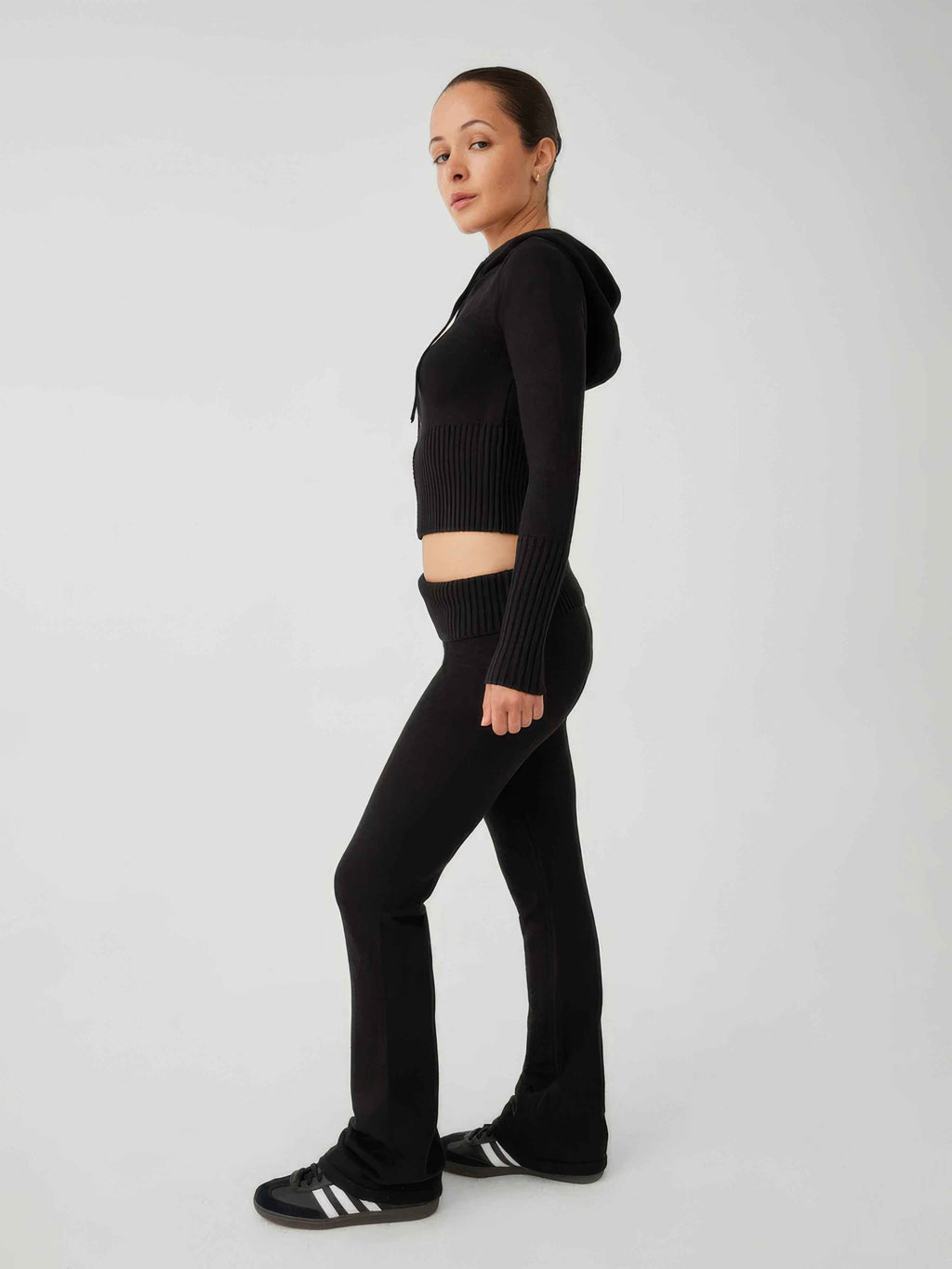 Soft Knit Two-Piece Set with Relaxed Top and Matching Trousers