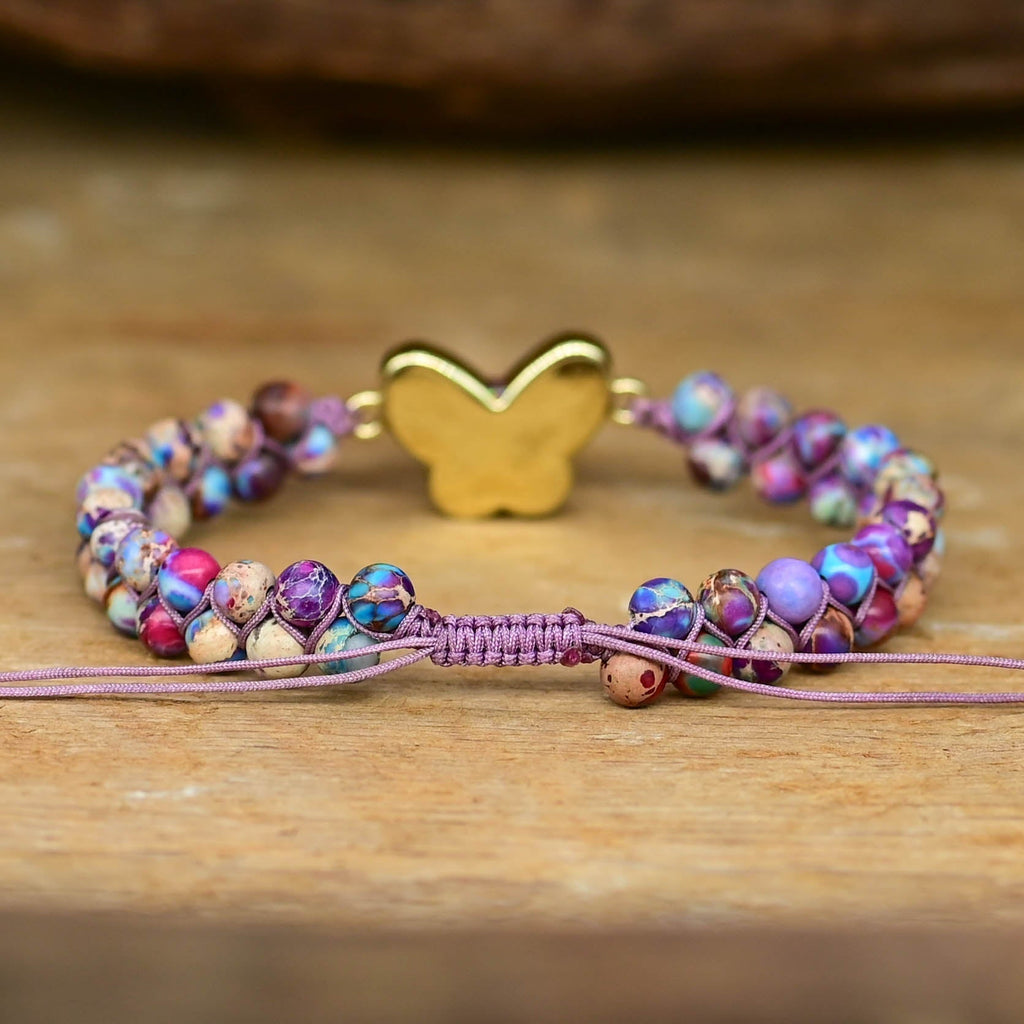 Druzy Purple Opal-Look Butterfly Bracelet
