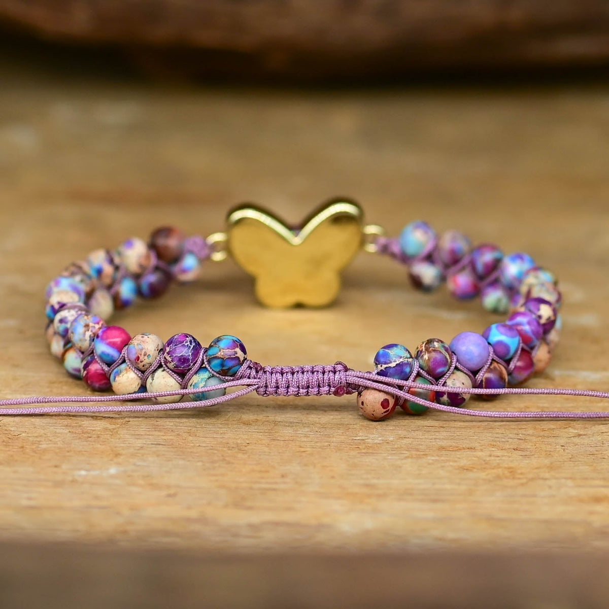 Druzy Purple Opal-Look Butterfly Bracelet