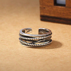 Adjustable Vintage-Style Silver-Tone Multi-Layer Ring