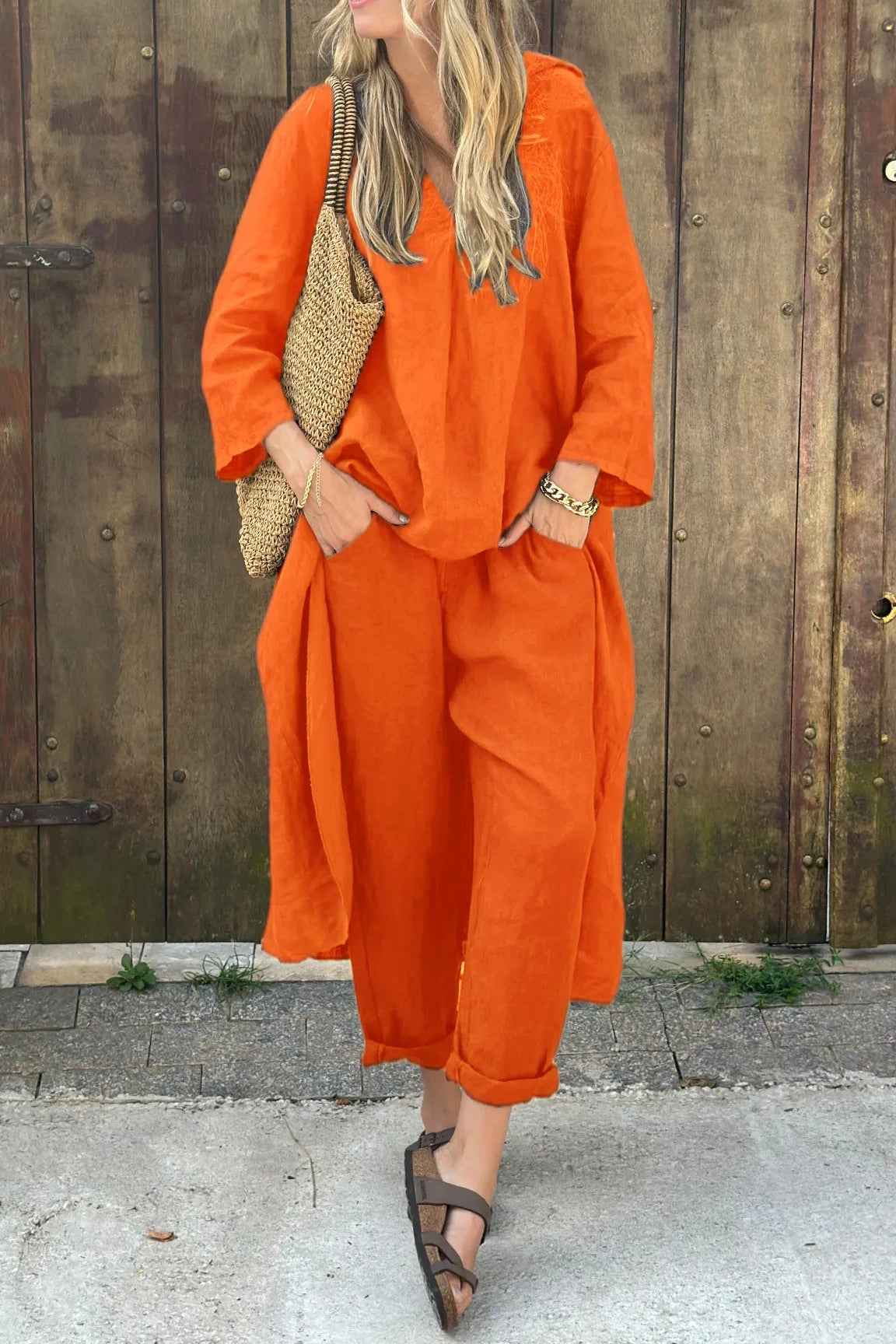 Longline Tunic and Trouser Set with Loose Flowing Fit