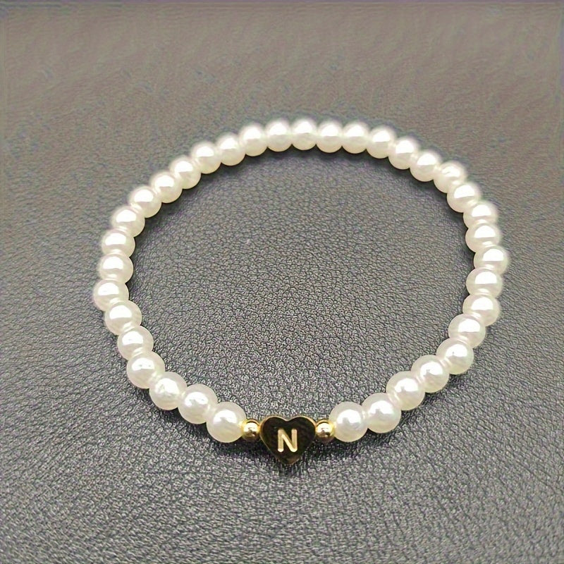 Armband met hart en initiaal van A tot Z