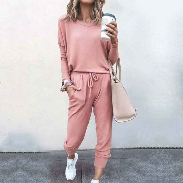 Long Sleeve Top and Drawstring Jogger Loungewear Set