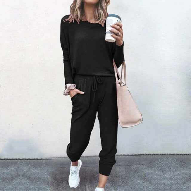 Long Sleeve Top and Drawstring Jogger Loungewear Set