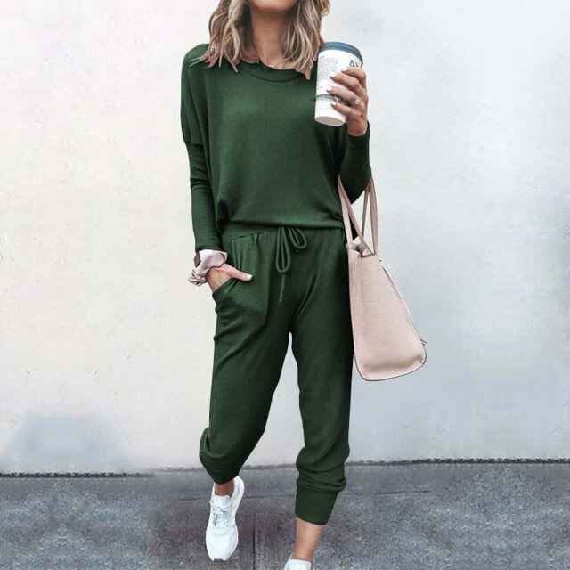 Long Sleeve Top and Drawstring Jogger Loungewear Set