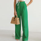 Women's High-Waisted Wide-Leg Trousers with a Front Pleat