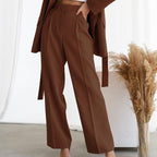 Women's High-Waisted Wide-Leg Trousers with a Front Pleat