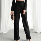 Women's High-Waisted Wide-Leg Trousers with a Front Pleat