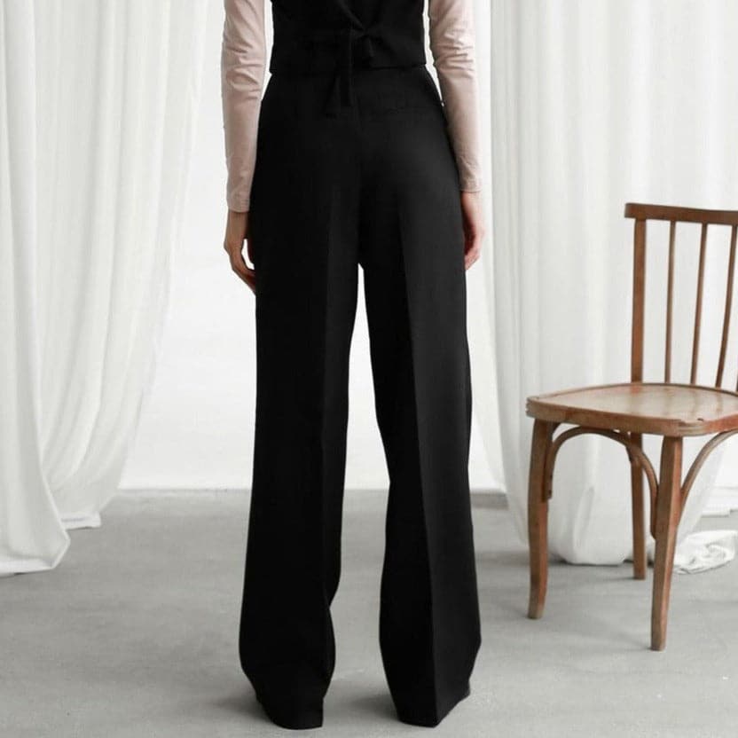 Women's High-Waisted Wide-Leg Trousers with a Front Pleat