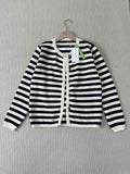 Cardigan ouvert à rayures horizontales en maille moelleuse