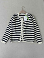 Horizontal Stripe Open-Front Cardigan in a Soft Plush Knit