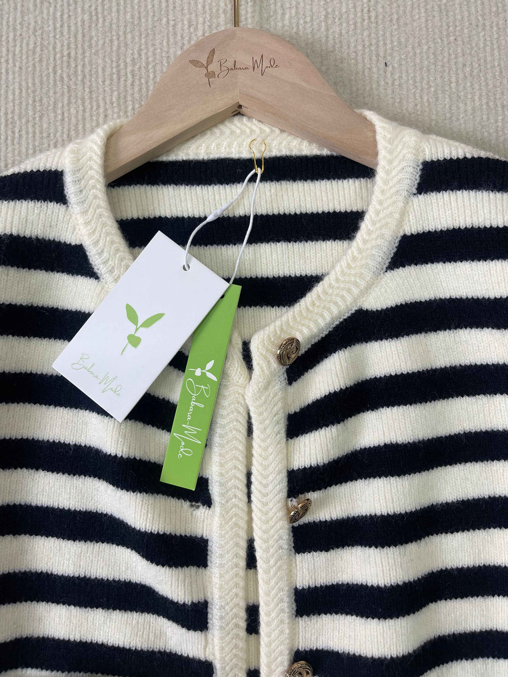 Horizontal Stripe Open-Front Cardigan in a Soft Plush Knit